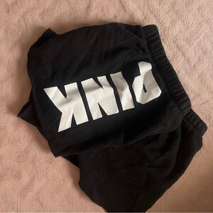 PINK Victoria's Secret Black Shorts with White Logo